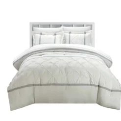 Chic Home Veronica 3 Piece Nica Pleat Pintuck Duvet Cover Set White