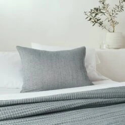 Reversible Textured Cotton Chambray Coverlet Sham - Casalunaâ„¢