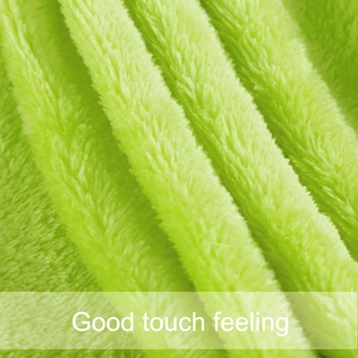 1 Pc Full/Queen Polyester Flannel Fleece Bed Blankets Yellow Green - PiccoCasa 3 1 Pc Full/Queen Polyester Flannel Fleece Bed Blankets Yellow Green - PiccoCasa - Image 3