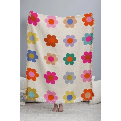 Daily Regina Designs Retro Floral Colorful Print Woven Throw Blanket - Deny Designs 2 Daily Regina Designs Retro Floral Colorful Print Woven Throw Blanket - Deny Designs - Image 2