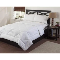 Circles Home Goose Down Alternative Comforter 100% Cotton Cover 300-TC (White - Full Size)