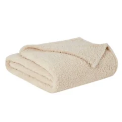 Brooklyn Loom King Marshmallow Faux Shearling Blanket In Ivory