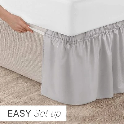 Ruffled Elastic Wrap Around Bedskirt 15 Inch Drop - CGK Linens 1 Ruffled Elastic Wrap Around Bedskirt 15 Inch Drop - CGK Linens