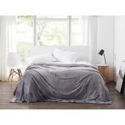 Cannon King Solid Plush Blanket Gray