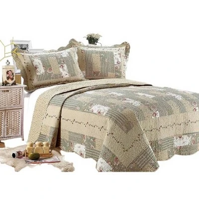 J&V TEXTILES 120"x120" Reversible Printed Quilt Set Bed Blankets 2 J&V TEXTILES 120"x120" Reversible Printed Quilt Set Bed Blankets - Image 2