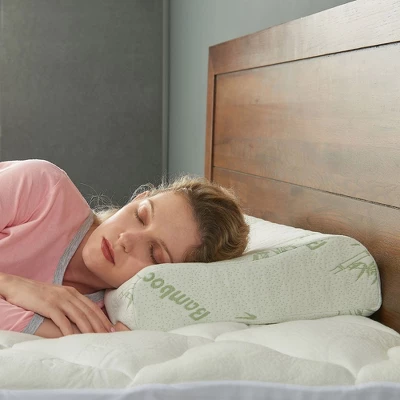 Cheer Collection Contoured Latex Memory Foam Pillow With Washable Cover - White (24" X 16" X 4") 3 Cheer Collection Contoured Latex Memory Foam Pillow With Washable Cover - White (24" X 16" X 4") - Image 3