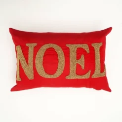 SEVOBAL Bed Pillows Uniquely Handcrafted Noel Themed Beaded Pillow Perfect For Elevating Holiday Home Decor, Cozy Gift For The Season, Red, 24"*16"*2"