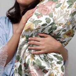 Sweet Jojo Designs Decorative Satin Pillowcases Vintage Floral Pink Green 2pc