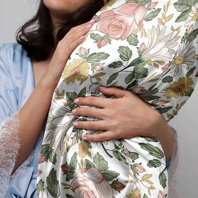 Sweet Jojo Designs Decorative Satin Pillowcases Vintage Floral Pink Green 2pc 1 Sweet Jojo Designs Decorative Satin Pillowcases Vintage Floral Pink Green 2pc