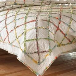 White Fringe Sham (Standard) - Laura Ashley: Cotton Diamond Pattern, Machine Washable, No Fill Pillow Cover -Bedding Discount Store GUEST 1fbd0172 d926 46e3 99f9 ae28f1f95662