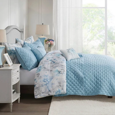 Elian Comforter And Coverlet Set Blue 6 Elian Comforter And Coverlet Set Blue - Image 6