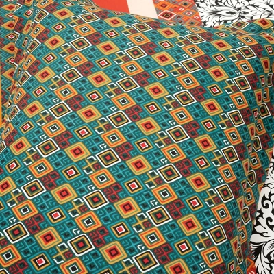 Lush Décor Boho Stripe Reversible Cotton Duvet Cover Set Turquoise/Tangerine 5 Lush Décor Boho Stripe Reversible Cotton Duvet Cover Set Turquoise/Tangerine - Image 5