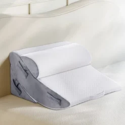 Dyonery 4PCS Wedge Pillow Set For After Surgery, For Back Pain Relief, Recovery, Acid Reflux, Snoring, Body Pillow, Leg, Shoulder Support, White/Grey
