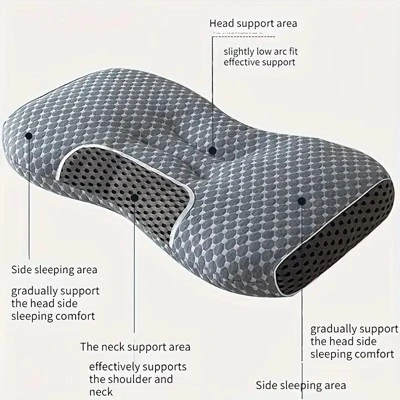 Gulches 2Pack 3D Knitted Cotton Massage Pillow - Grey, Butterfly-Shaped, Slow-Rebound Memory Foam, Orthopedic Cervical Support 2 Gulches 2Pack 3D Knitted Cotton Massage Pillow - Grey, Butterfly-Shaped, Slow-Rebound Memory Foam, Orthopedic Cervical Support - Image 2