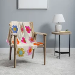 Daily Regina Designs Retro Floral Colorful Print Woven Throw Blanket - Deny Designs