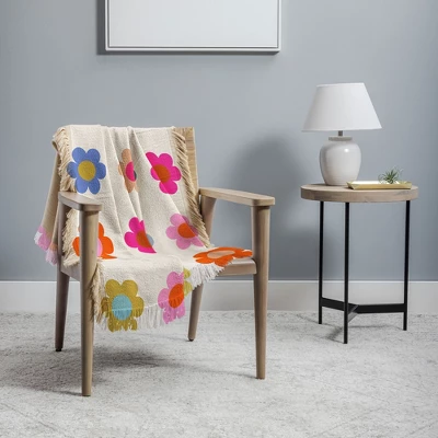 Daily Regina Designs Retro Floral Colorful Print Woven Throw Blanket - Deny Designs 1 Daily Regina Designs Retro Floral Colorful Print Woven Throw Blanket - Deny Designs