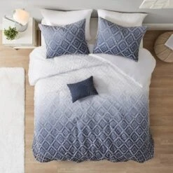 Camille Ombre Clipped Jacquard Duvet Cover & Sham Set Navy -Bedding Discount Store GUEST 29aaa913 46fa 4f14 8b0f 7e9783a7ab53