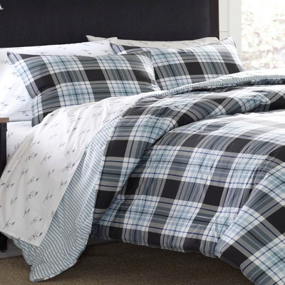 Atlantic Blue Lewis Plaid Duvet Cover Set - Eddie Bauer® 4 Atlantic Blue Lewis Plaid Duvet Cover Set - Eddie Bauer® - Image 4