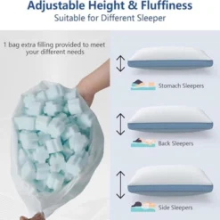 Dyonery Memory Foam Bed Pillow, Adjustable Cooling Pillow, Luxurious Gel Bed Pillow Supports Fluffy Pillows And Washable Pillowcases, Blue -Bedding Discount Store GUEST 2ca60346 52a4 48c5 8732 2adb8d98dddc