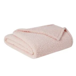 Brooklyn Loom Full/Queen Marshmallow Faux Shearling Blanket In Blush