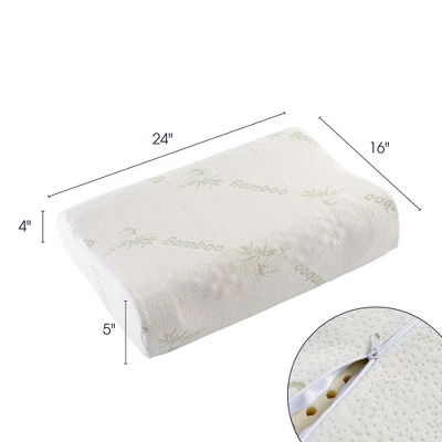 Cheer Collection Contoured Latex Memory Foam Pillow With Washable Cover - White (24" X 16" X 4") 4 Cheer Collection Contoured Latex Memory Foam Pillow With Washable Cover - White (24" X 16" X 4") - Image 4