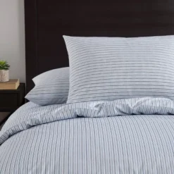 Eddie Bauer Ticking Stripe Duvet Set Navy Blue