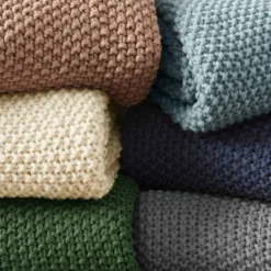 Ink+Ivy 50"x60" Bree Knit Throw Blanket Light Blue: Acrylic, Cozy, Machine Washable, For Sofa -Bedding Discount Store GUEST 326004ce 7e87 451f 8070 d66ea5cd294d