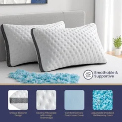 FONTOI 1 Pack Cooling Pillow Queen Size, All-Season Comfort, Perfect For Home, Hotel, Cooling&Smooth Washable Cover, White&Gray, 17.8"*5.9"*31.5" -Bedding Discount Store GUEST 3340c358 5ad1 4138 b589 8bdc2ed8dacf