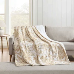 Laura Ashley Twin Bedford Blanket Beige