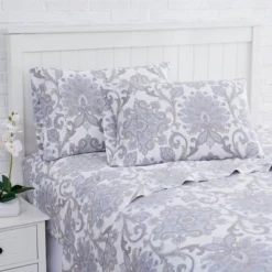 Southshore Fine Living Serenity 100% Cotton 300 Thread-Count Sateen Extra-Deep Pocket Sheet Set