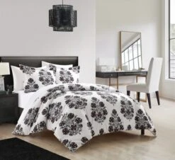 Chic Home Yazmin Duvet Cover Set Large Scale Floral Medallion Print Design Bedding Grey