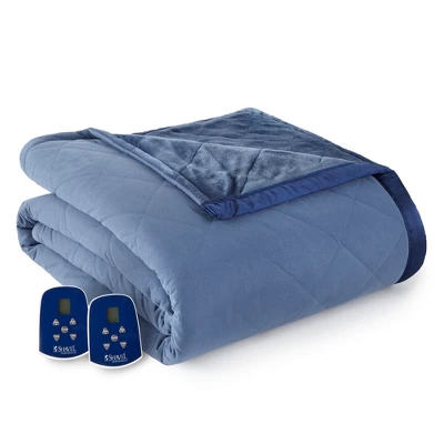 Shavel Micro Flannel High Quality Heating Technology Ultra Velvet Reversible Electric Blanket - Indigo. 3 Shavel Micro Flannel High Quality Heating Technology Ultra Velvet Reversible Electric Blanket - Indigo. - Image 3