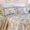 Collections Etc Floral Gardenscape Plisse Pillow Shams - Set Of 2 26" X 20"