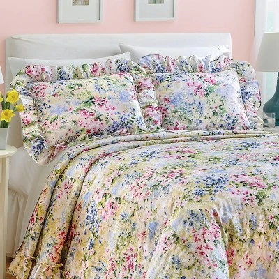 Collections Etc Floral Gardenscape Plisse Pillow Shams - Set Of 2 26" X 20" 1 Collections Etc Floral Gardenscape Plisse Pillow Shams - Set Of 2 26" X 20"