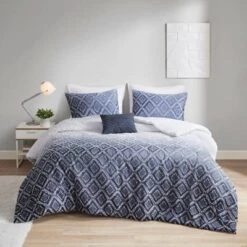 Camille Ombre Clipped Jacquard Duvet Cover & Sham Set Navy -Bedding Discount Store GUEST 492e2448 060c 4f19 b8f2 5eca71491c5f