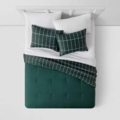 Grid Print Microfiber Reversible Comforter & Sheet Set Dark Green - Room Essentials™ -Bedding Discount Store GUEST 4daf5f1a f5e2 4ffd 9c0a 0163fb5f2872