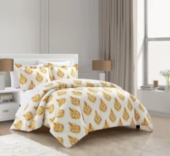 Chic Home Amelia 7 Piece Duvet Cover Set Floral Medallion Print Design Bed In A Bag Bedding With Zipper Closure Yellow