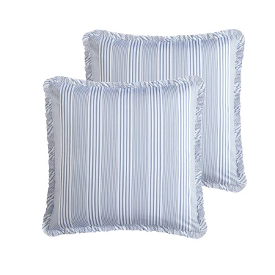 Laura Ashley 5pc Twin Branch Toile 100% Cotton Duvet Cover Bonus Set Blue 5 Laura Ashley 5pc Twin Branch Toile 100% Cotton Duvet Cover Bonus Set Blue - Image 5