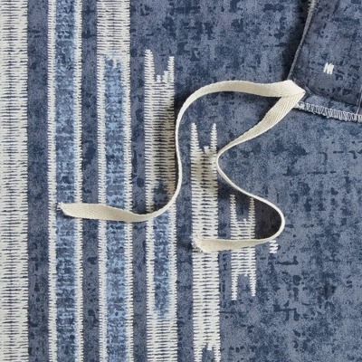 Inari Cotton Printed Duvet Cover Set With Trims Indigo Blue - Ink+Ivy 9 Inari Cotton Printed Duvet Cover Set With Trims Indigo Blue - Ink+Ivy - Image 9