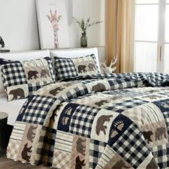 Market & Place Orson Bear Lodge Reversible Quilt Set -Bedding Discount Store GUEST 56f286dc 6785 4d9d 8067 30abcfce7080