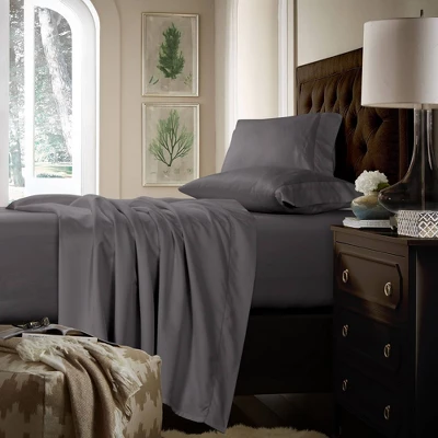 Cotton Sateen Deep Pocket Sheet Set (Queen) Silver Gray 750 Thread Count - Tribeca Living 2 Cotton Sateen Deep Pocket Sheet Set (Queen) Silver Gray 750 Thread Count - Tribeca Living - Image 2