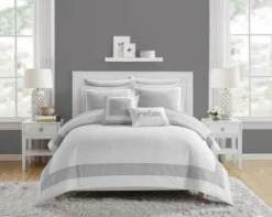 Chic Home Gibson Comforter Set Striped Hotel Collection Design Bed In A Bag Bedding - 9 Piece - Grey -Bedding Discount Store GUEST 5c0b85b5 961c 4ab1 9097 fb5eb3d53e4e