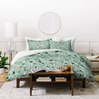 Deny Designs Holli Zollinger ZARAH TERRAZZO Duvet Cover Set Green 3 Deny Designs Holli Zollinger ZARAH TERRAZZO Duvet Cover Set Green - Image 3