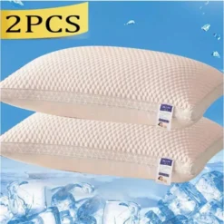 Aghana Digitals 2-Pack Ice-Silk Cooling Tofu Pillows: 3D Massage Texture, Dual-Side Design For