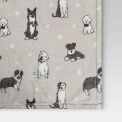 Novelty Recycled Printed Dogs Plush Throw Blanket Beige 3 Novelty Recycled Printed Dogs Plush Throw Blanket Beige - Image 3
