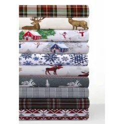 Tribeca Living Printed Cotton Flannel Extra Deep Pocket Sheet Set