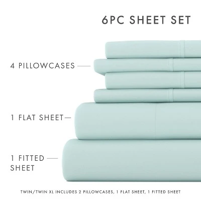 Solid 6 Piece Sheet Set - Ultra Soft, Easy Care - Becky Cameron (Extra Pillow Cases!) 6 Solid 6 Piece Sheet Set - Ultra Soft, Easy Care - Becky Cameron (Extra Pillow Cases!) - Image 6