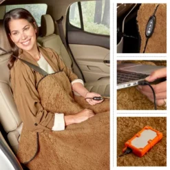 Heated Blanket 2-Pack - USB-Powered Fleece Throw Blankets For Travel, Home, Office, Or Camping - Winter Car Accessories By Stalwart (Brown) -Bedding Discount Store GUEST 66000acf 2de2 46bd 8b45 c169cc987834