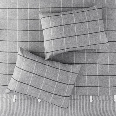 Madison Park 3pc Full/Queen Oakdale Faux Linen Jacquard Duvet Cover Set Gray 4 Madison Park 3pc Full/Queen Oakdale Faux Linen Jacquard Duvet Cover Set Gray - Image 4