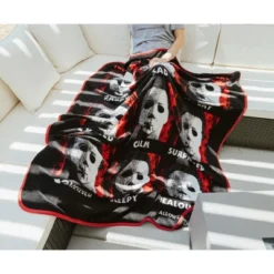 Silver Buffalo Halloween II "The Faces Of Michael Myers" Raschel Throw Blanket | 45 X 60 Inches -Bedding Discount Store GUEST 69ed316c 5a4a 47c1 a0b3 9bb22c552596